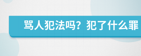 骂人犯法吗？犯了什么罪