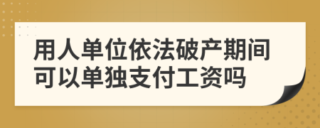 用人单位依法破产期间可以单独支付工资吗