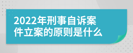2022年刑事自诉案件立案的原则是什么