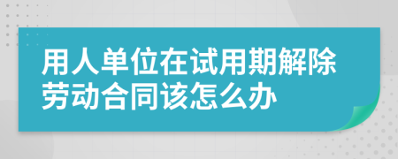 用人单位在试用期解除劳动合同该怎么办