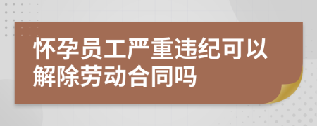 怀孕员工严重违纪可以解除劳动合同吗