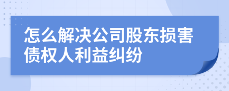 怎么解决公司股东损害债权人利益纠纷