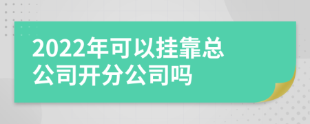 2022年可以挂靠总公司开分公司吗