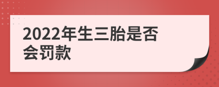 2022年生三胎是否会罚款