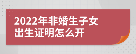 2022年非婚生子女出生证明怎么开