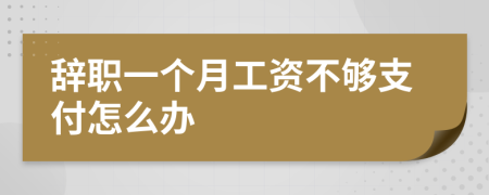 辞职一个月工资不够支付怎么办