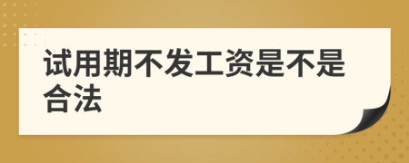 试用期不发工资是不是合法
