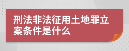 刑法非法征用土地罪立案条件是什么