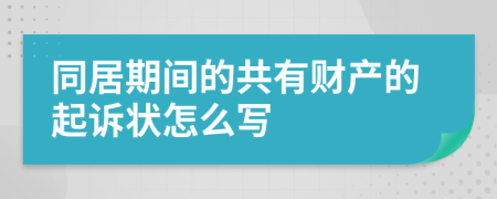 同居期间的共有财产的起诉状怎么写