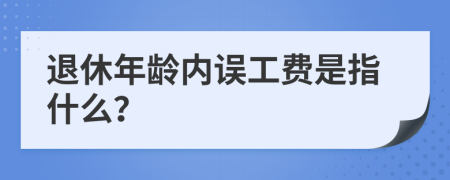 退休年龄内误工费是指什么？