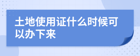 土地使用证什么时候可以办下来