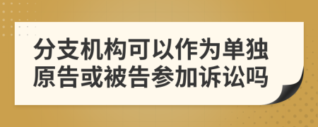 分支机构可以作为单独原告或被告参加诉讼吗