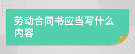 劳动合同书应当写什么内容