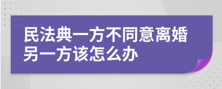 民法典一方不同意离婚另一方该怎么办