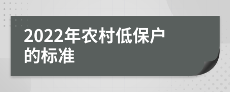 2022年农村低保户的标准