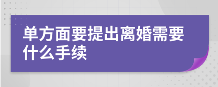 单方面要提出离婚需要什么手续