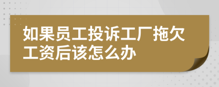 如果员工投诉工厂拖欠工资后该怎么办