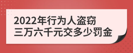 2022年行为人盗窃三万六千元交多少罚金