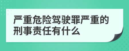 严重危险驾驶罪严重的刑事责任有什么