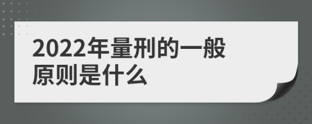 2022年量刑的一般原则是什么