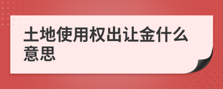 土地使用权出让金什么意思