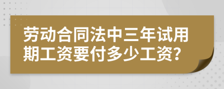 劳动合同法中三年试用期工资要付多少工资？