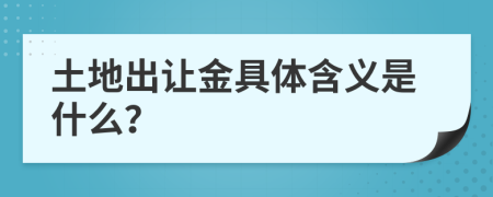 土地出让金具体含义是什么？