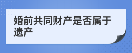 婚前共同财产是否属于遗产