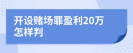 开设赌场罪盈利20万怎样判