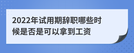 2022年试用期辞职哪些时候是否是可以拿到工资