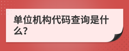 单位机构代码查询是什么？