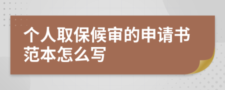 个人取保候审的申请书范本怎么写