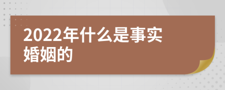 2022年什么是事实婚姻的