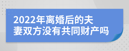 2022年离婚后的夫妻双方没有共同财产吗