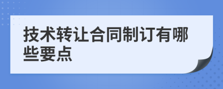 技术转让合同制订有哪些要点