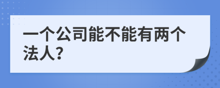 一个公司能不能有两个法人？