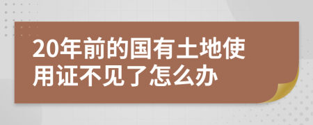 20年前的国有土地使用证不见了怎么办