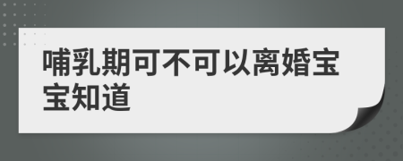 哺乳期可不可以离婚宝宝知道