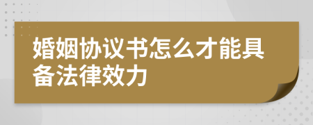 婚姻协议书怎么才能具备法律效力