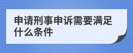 申请刑事申诉需要满足什么条件