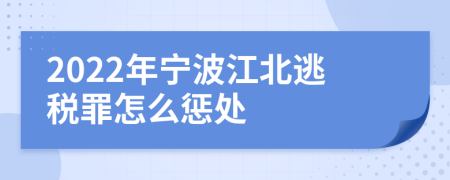 2022年宁波江北逃税罪怎么惩处