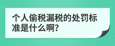 个人偷税漏税的处罚标准是什么啊？