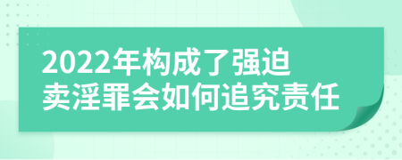 2022年构成了强迫卖淫罪会如何追究责任