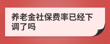 养老金社保费率已经下调了吗