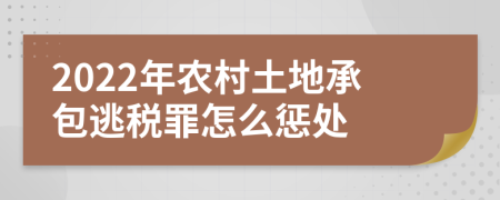 2022年农村土地承包逃税罪怎么惩处