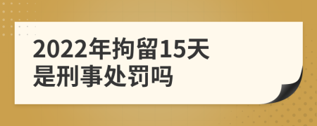 2022年拘留15天是刑事处罚吗