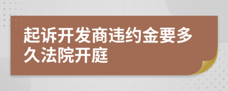 起诉开发商违约金要多久法院开庭