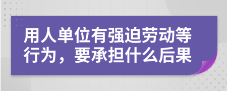 用人单位有强迫劳动等行为，要承担什么后果