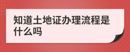 知道土地证办理流程是什么吗
