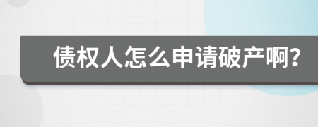 债权人怎么申请破产啊？